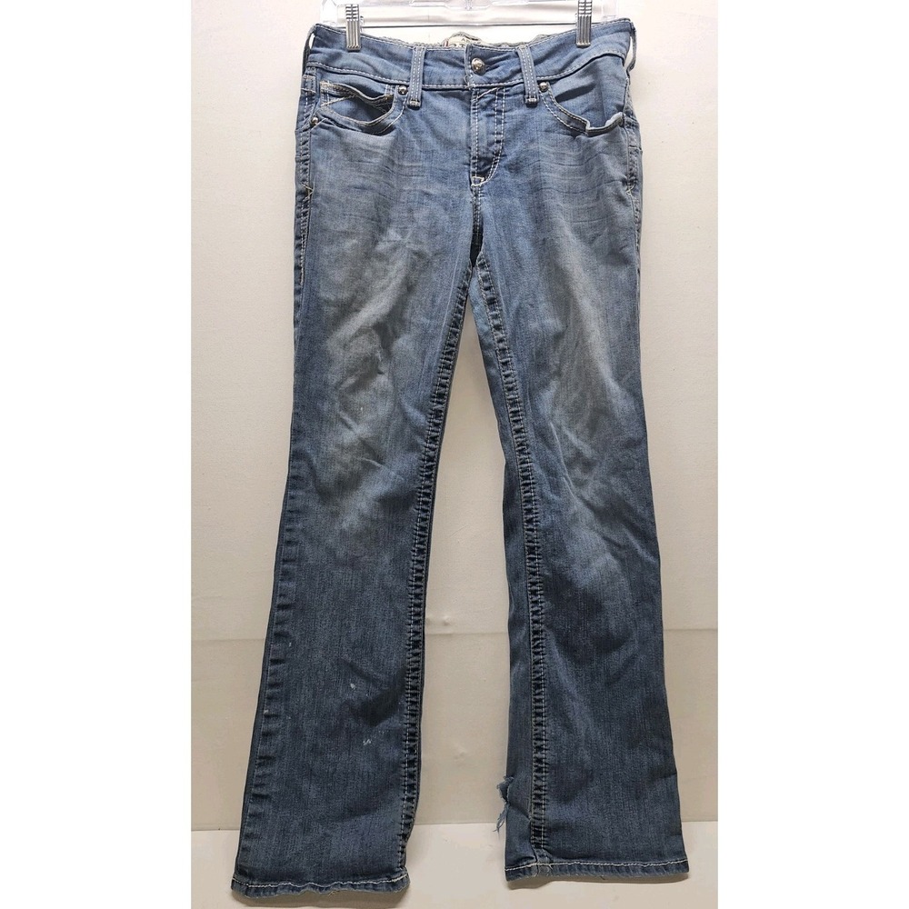 Ariat REAL Denim Womens 30R Bootcut Thick Stitch Stretch Distressed Thrashed